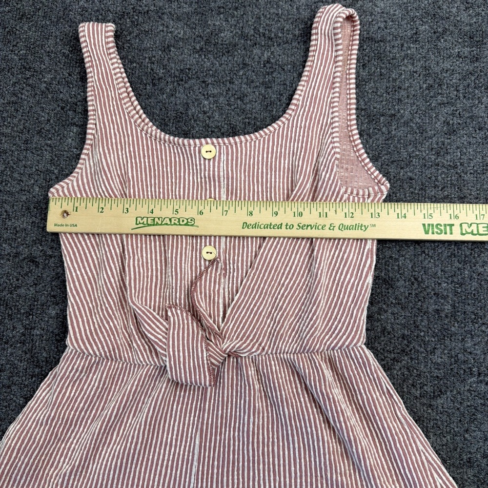 Caution To The Wind Striped Tie Romper Shorts Size Medium Pink And White USA - Picture 2 of 8